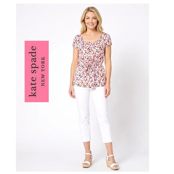 KATE SPADE - "Iris" Heart Print Silk Blouse Valentines Day - Picture 2 of 10